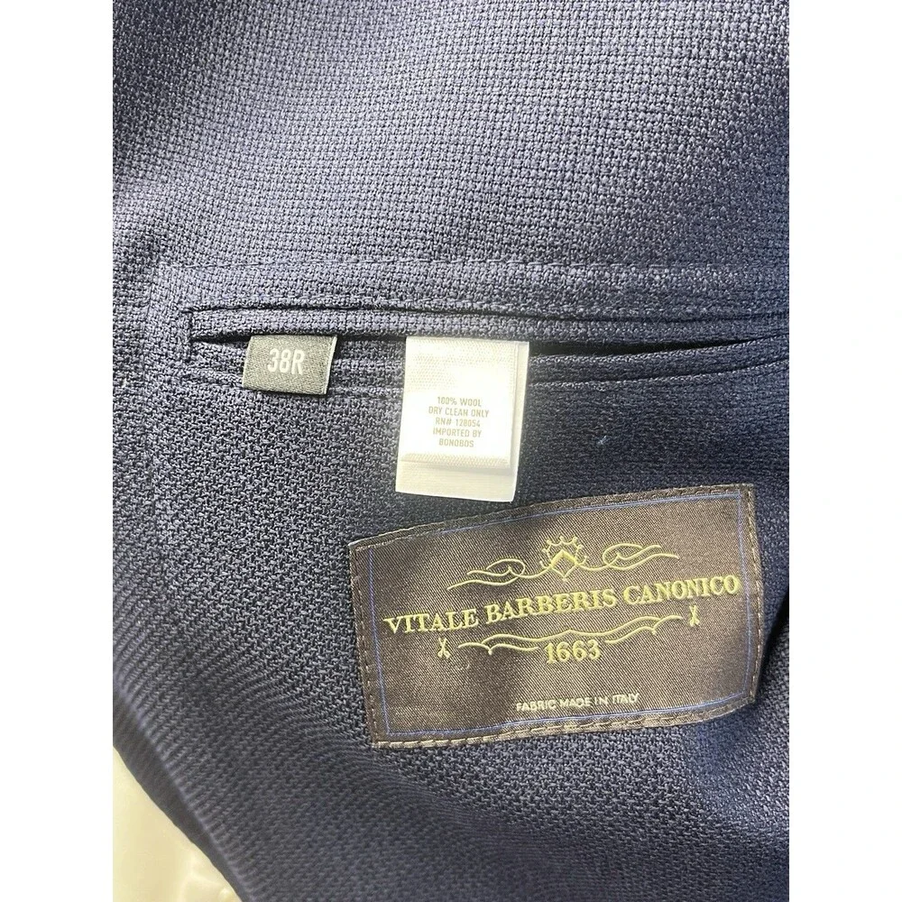 NEW Bonobos Jetsetter 38R Italian Vitale Barberis Wool Blazer Navy Athletic Fit - Picture 9 of 12